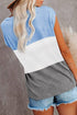 Colorblock Pocketed Cap Sleeve Top