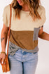 Colorblock Pocketed Cap Sleeve Top