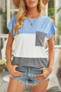 Colorblock Pocketed Cap Sleeve Top