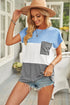Colorblock Pocketed Cap Sleeve Top