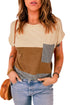 Colorblock Pocketed Cap Sleeve Top