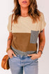 Colorblock Pocketed Cap Sleeve Top
