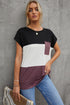 Colorblock Pocketed Cap Sleeve Top