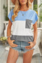 Colorblock Pocketed Cap Sleeve Top