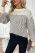 Colorblock Rib Yoke Geometric Jacquard Lantern Sleeve Drop Shoulder Sweater