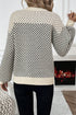 Colorblock Rib Yoke Geometric Jacquard Lantern Sleeve Drop Shoulder Sweater