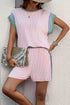 Colorblock Ribbed Knit Sleeveless Lounge Top and Shorts Set