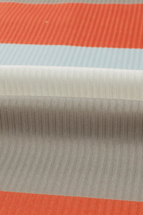 Colorblock Ribbed Knit Top With Pocket