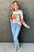 Colorblock Ribbed Knit Top With Pocket