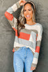 Colorblock Ribbed Knit Top With Pocket
