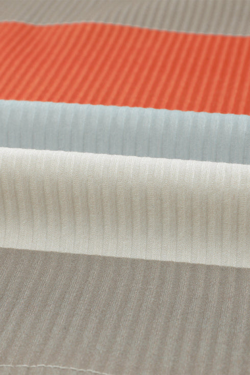 Colorblock Ribbed Knit Top With Pocket