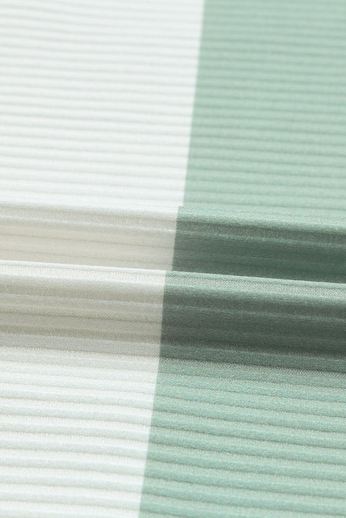 Colorblock Ribbed Knit Top With Pocket