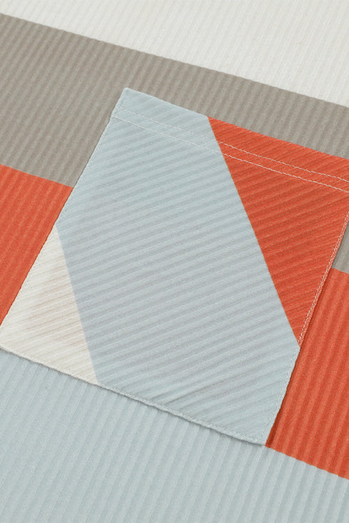 Colorblock Ribbed Knit Top With Pocket