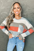 Colorblock Ribbed Knit Top With Pocket