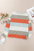Colorblock Ribbed Knit Top With Pocket