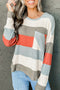Colorblock Ribbed Knit Top With Pocket
