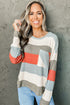 Colorblock Ribbed Knit Top With Pocket