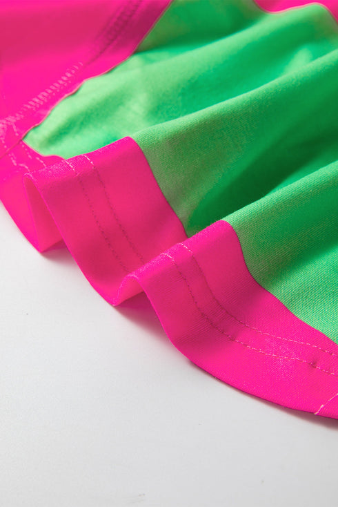 Colorblock Rounded Hem Loose T Shirt