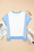 Colorblock Sequin Star Patch Relaxed Fit Patriotic Tee