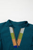 Colorblock Split V Neck Puff Sleeve Mini Dress