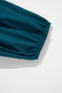 Colorblock Split V Neck Puff Sleeve Mini Dress