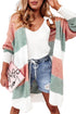 Colorblock Stripe Open-Front Cardigan