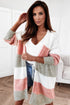 Colorblock Stripe Open-Front Cardigan