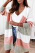 Colorblock Stripe Open-Front Cardigan