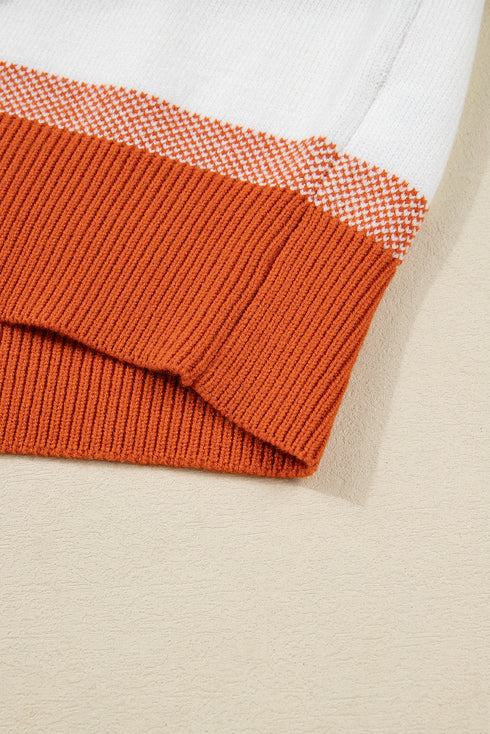 Colorblock Striped Drop-Shoulder Crewneck Pullover Sweater