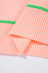 Colorblock Striped Drop Shoulder Knit Short Sleeve Sweater
