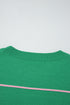 Colorblock Striped Drop Shoulder Knit Short Sleeve Sweater