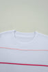 Colorblock Striped Drop Shoulder Knit Short Sleeve Sweater