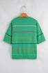 Colorblock Striped Drop Shoulder Knit Short Sleeve Sweater