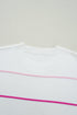 Colorblock Striped Drop Shoulder Knit Short Sleeve Sweater