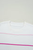 Colorblock Striped Drop Shoulder Knit Short Sleeve Sweater