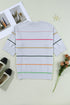 Colorblock Striped Drop Shoulder Knit Short Sleeve Sweater