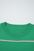 Colorblock Striped Drop Shoulder Knit Short Sleeve Sweater