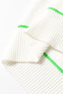 Colorblock Striped Drop Shoulder Knit Short Sleeve Sweater