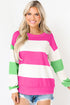 Colorblock Striped Drop Shoulder Long Sleeve Top