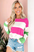 Colorblock Striped Drop Shoulder Long Sleeve Top