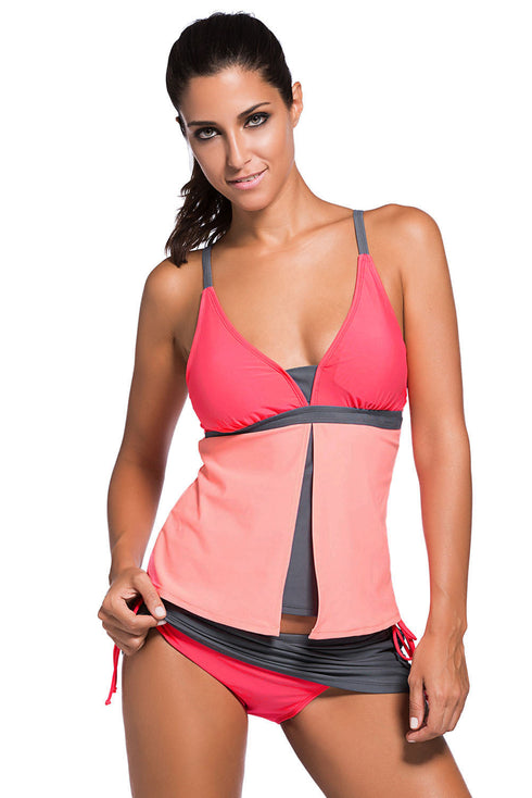 Colorblock Tankini Skort Bottom Swimsuit