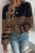 Colorblock Textured Knit Drop Shoulder Striped Sleeve Pullover Sweater
