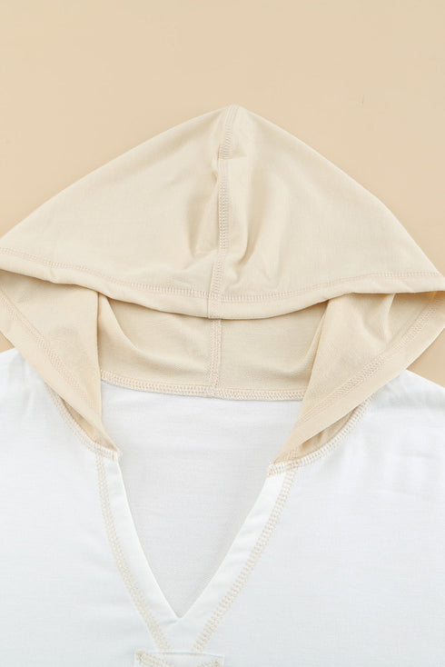 Colorblock V Neck Long Sleeve Hoodie