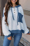 Colorblock Waffle Knit Long Sleeve Henley Pullover