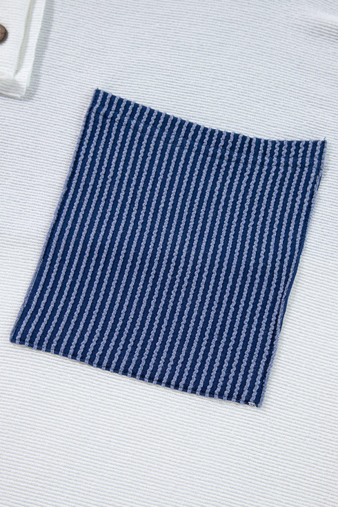 Colorblock Waffle Knit Long Sleeve Henley Pullover