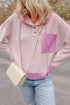 Colorblock Waffle Knit Long Sleeve Henley Pullover