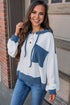 Colorblock Waffle Knit Long Sleeve Henley Pullover