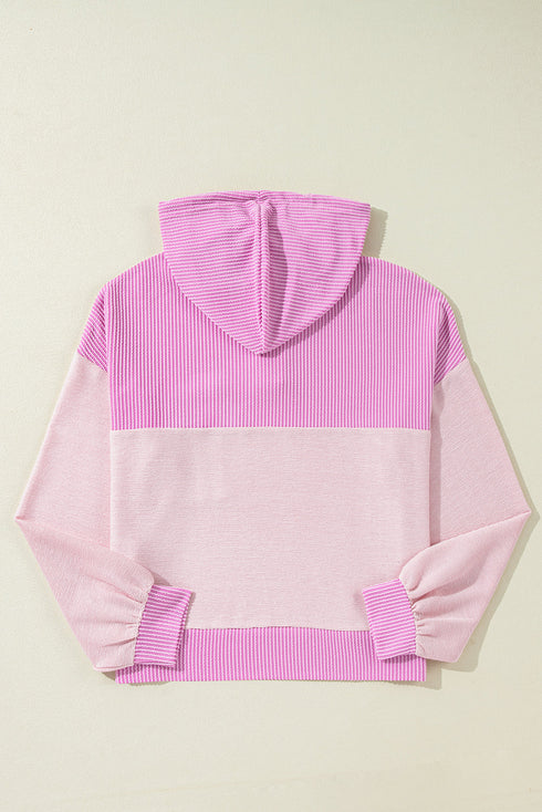 Colorblock Waffle Knit Long Sleeve Henley Pullover