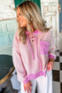 Colorblock Waffle Knit Long Sleeve Henley Pullover
