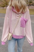 Colorblock Waffle Knit Long Sleeve Henley Pullover